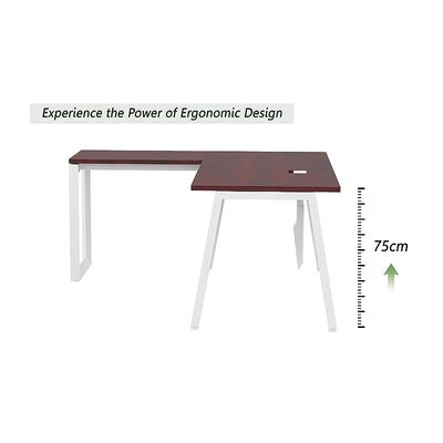Mahmayi Bentuk 139-16L L-Shape Modern Workstation Desk with Wire Management, Metal Legs & Modesty Panel - Ideal Computer Desk for Home Office Organization and Efficiency (Apple Cherry)