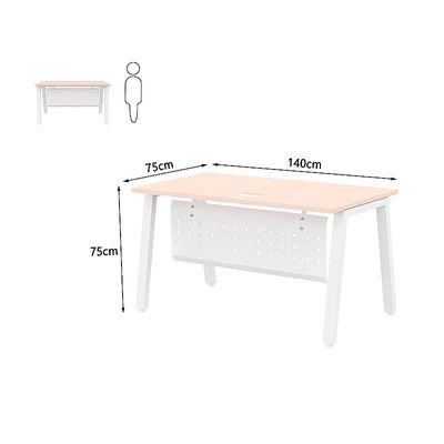 Mahmayi Bentuk 139-14 Modern Workstation Desk with Wire Management, Metal Legs & Modesty Panel - Ideal Computer Desk for Home Office Organization and Efficiency (Oak)