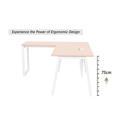 Mahmayi Bentuk 139-16L L-Shape Modern Workstation Desk with Wire Management, Metal Legs & Modesty Panel - Ideal Computer Desk for Home Office Organization and Efficiency (Oak)