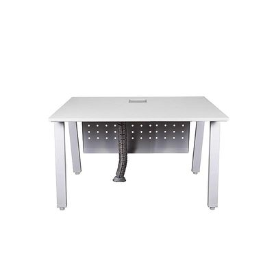 Mahmayi Bentuk 139-16 Modern Workstation Desk with Wire Management, Metal Legs & Modesty Panel - Ideal Computer Desk for Home Office Organization and Efficiency (White)
