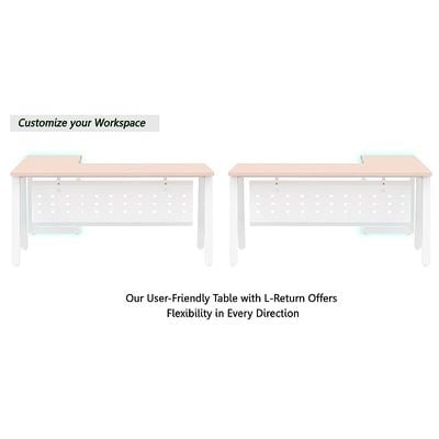 Mahmayi Bentuk 139-18L L-Shape Modern Workstation Desk with Wire Management, Metal Legs & Modesty Panel - Ideal Computer Desk for Home Office Organization and Efficiency (Oak)