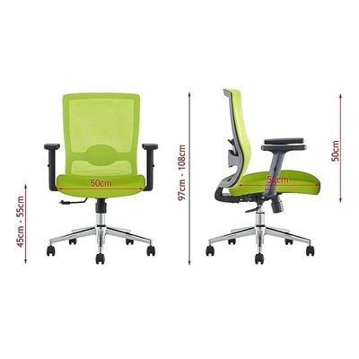 Ergonomic Adjustable Office Chair with Adjustable Arm Rests, Lumbar Support, Contoured Back, and Seat Cushion - Comfortable Seating Solution for Office and Home - Ergonomic Green Medium Back