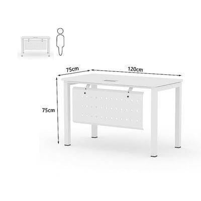Mahmayi Figura 72-12 Modern Workstation Desk - Stylish Office Furniture for Home or Business Use - Sleek Design for Productivity and Organization (White, 120cm)