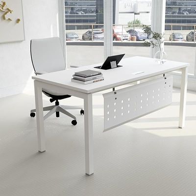 Mahmayi Figura 72-12 Modern Workstation Desk - Stylish Office Furniture for Home or Business Use - Sleek Design for Productivity and Organization (White, 120cm)