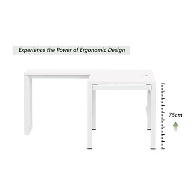 Mahmayi Figura 72-14L L-Shaped Modern Workstation Desk, Computer Desk, Metal Legs with Modesty Panel - Ideal for Home Office, Study, Writing, and Workstation Use (White)