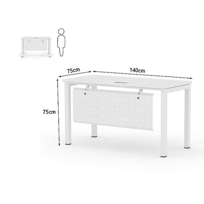 Mahmayi Figura 72-14 Modern Workstation Desk - Stylish Office Furniture for Home or Business Use - Sleek Design for Productivity and Organization (White, 140cm)