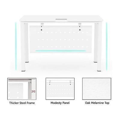 Mahmayi Figura 72-14 Modern Workstation Desk - Stylish Office Furniture for Home or Business Use - Sleek Design for Productivity and Organization (White, 140cm)