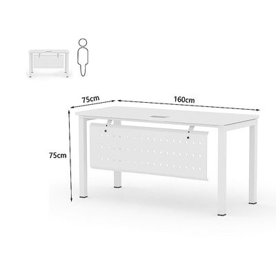 Mahmayi Figura 72-16 Modern Workstation Desk - Stylish Office Furniture for Home or Business Use - Sleek Design for Productivity and Organization (White, 160cm)