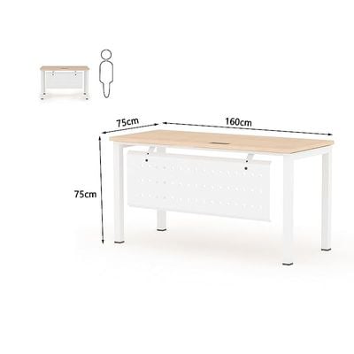 Mahmayi Figura 72-16 Modern Workstation Desk - Stylish Office Furniture for Home or Business Use - Sleek Design for Productivity and Organization (Oak, 160cm)