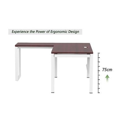 Mahmayi Figura 72-18L L-Shaped Modern Workstation Desk, Computer Desk, Metal Legs with Modesty Panel - Ideal for Home Office, Study, Writing, and Workstation Use (Apple Cherry)