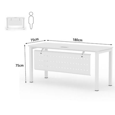 Mahmayi Figura 72-18 Modern Workstation Desk - Stylish Office Furniture for Home or Business Use - Sleek Design for Productivity and Organization (White, 180cm)