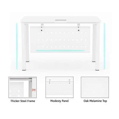 Mahmayi Figura 72-18 Modern Workstation Desk - Stylish Office Furniture for Home or Business Use - Sleek Design for Productivity and Organization (White, 180cm)