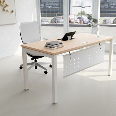 Mahmayi Figura 72-18 Modern Workstation Desk - Stylish Office Furniture for Home or Business Use - Sleek Design for Productivity and Organization (Oak, 180cm)