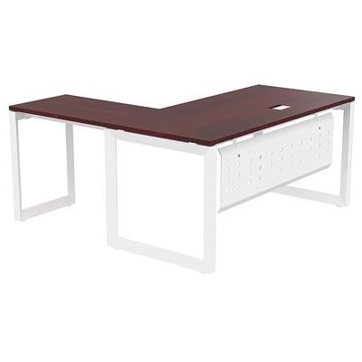 Mahmayi Vorm 136-14L  Modern Workstation Desk for Home Office, Study, and Workstation Use - Stylish and Functional Furniture Solution (L-Shaped, Apple Cherry, 140cm)
