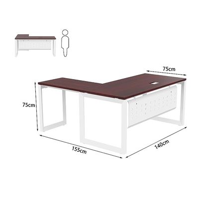 Mahmayi Vorm 136-14L  Modern Workstation Desk for Home Office, Study, and Workstation Use - Stylish and Functional Furniture Solution (L-Shaped, Apple Cherry, 140cm)