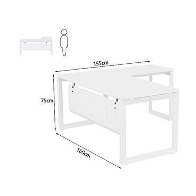 Mahmayi Vorm 136-16L  Modern Workstation Desk for Home Office, Study, and Workstation Use - Stylish and Functional Furniture Solution (L-Shaped, White, 160cm)