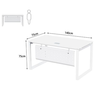 Mahmayi Vorm 136-14 Modern Workstation - Multi-Functional MDF Desk with Smart Cable Management, Secure & Robust - Ideal for Home and Office Use (140cm, White)