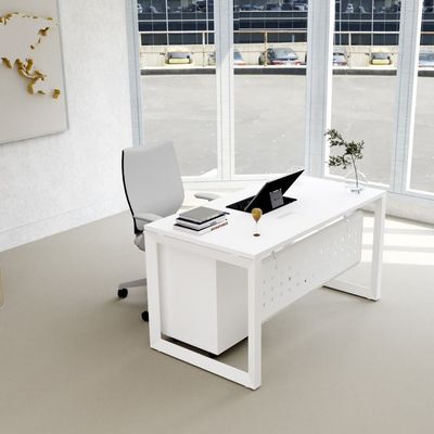 Mahmayi Vorm 136-14 Modern Workstation - Multi-Functional MDF Desk with Smart Cable Management, Secure & Robust - Ideal for Home and Office Use (140cm, White)