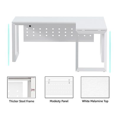 Mahmayi Vorm 136-18L  Modern Workstation Desk for Home Office, Study, and Workstation Use - Stylish and Functional Furniture Solution (L-Shaped, White, 180cm)