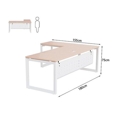 Mahmayi Vorm 136-18L  Modern Workstation Desk for Home Office, Study, and Workstation Use - Stylish and Functional Furniture Solution (L-Shaped, Oak, 180cm)