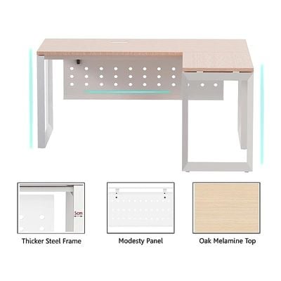 Mahmayi Vorm 136-18L  Modern Workstation Desk for Home Office, Study, and Workstation Use - Stylish and Functional Furniture Solution (L-Shaped, Oak, 180cm)