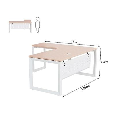 Mahmayi Vorm 136-14L  Modern Workstation Desk for Home Office, Study, and Workstation Use - Stylish and Functional Furniture Solution (L-Shaped, Oak, 140cm)