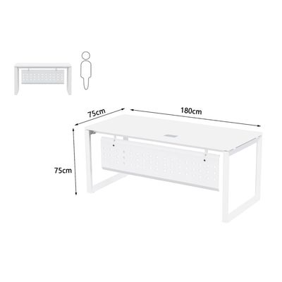 Mahmayi Vorm 136-18 Modern Workstation - Multi-Functional MDF Desk with Smart Cable Management, Secure & Robust - Ideal for Home and Office Use (180cm, White)