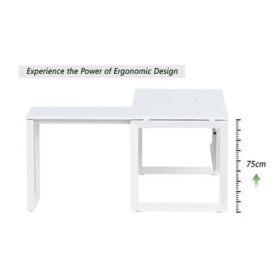 مكتب محطة عمل حديث من Mahmayi Vorm 136-14L للاستخدام في المكتب المنزلي والدراسة ومحطة العمل - حل أثاث أنيق وعملي (على شكل حرف L، أبيض، 140 سم)
