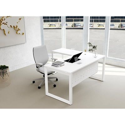 Mahmayi Vorm 136-14L  Modern Workstation Desk for Home Office, Study, and Workstation Use - Stylish and Functional Furniture Solution (L-Shaped, White, 140cm)