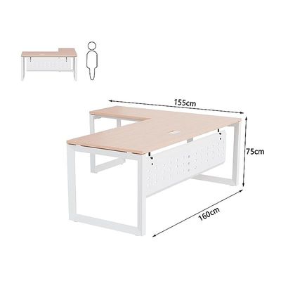 Mahmayi Vorm 136-16L  Modern Workstation Desk for Home Office, Study, and Workstation Use - Stylish and Functional Furniture Solution (L-Shaped, Oak, 160cm)