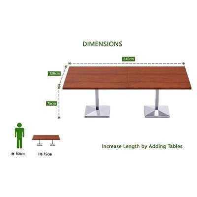 Mahmayi Ristoran 500PE-240 8 Seater Square Modular Pantry Table - Apple Cherry - Ideal for Dining, Kitchen, or Restaurant Use