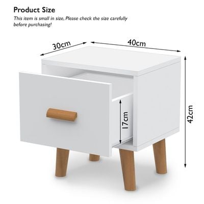 وحدة تخزين طاولة جانبية خشبية متعددة الوظائف من Mahmayi مع درج وأثاث غرفة المعيشة وغرفة النوم المنزلية (عبوة من قطعتين، درج واحد أبيض)