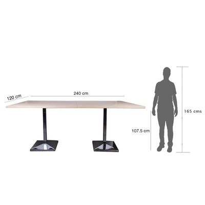 طاولة مؤن مربعة حديثة من Mahmayi Barra 500PE-240 ذات 8 مقاعد - طاولة مطعم/بار أنيقة مع قاعدة من الفولاذ المقاوم للصدأ وتصميم مزدوج اللون (بلوط، 240 سم)