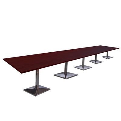 طاولة تخزين مربعة حديثة من Mahmayi Barra 500PE-600 تتسع لـ 20 مقعدًا - طاولة مطعم/بار أنيقة مع قاعدة من الفولاذ المقاوم للصدأ وتصميم مزدوج اللون (كرز التفاح، 600 سم)