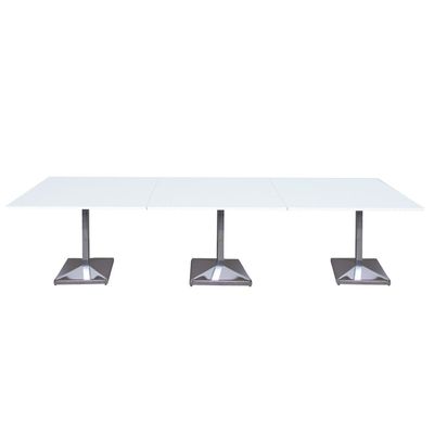 طاولة تخزين مربعة حديثة من Mahmayi Barra 500PE-360 تتسع لـ 12 مقعدًا - طاولة مطعم/بار أنيقة مع قاعدة من الفولاذ المقاوم للصدأ وتصميم مزدوج اللون (أبيض، 360 سم)