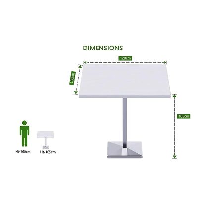 Mahmayi Ristoran 500PE-120 4 Seater Square Modular Pantry Table - White - Ideal for Dining, Kitchen, or Restaurant Use