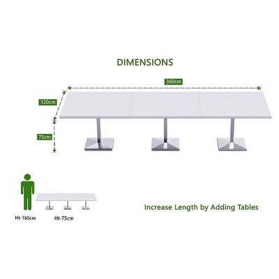 Ristoran 500PE-360 12 Seater Square Modular Pantry Table White