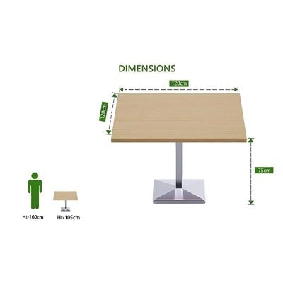 Mahmayi Ristoran 500PE-120 4 Seater Square Modular Pantry Table - Oak - Ideal for Dining, Kitchen, or Restaurant Use