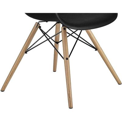 Furniture Set of 4 Black- Eames Style Armchair with Natural Wood Legs Eiffel Dining Room Chair - Lounge Chair Arm Chair Arms Chairs Seats Wooden Wood Leg Base Molded Plastic