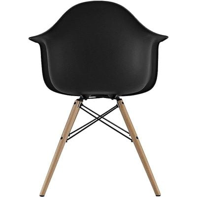 Furniture Set of 4 Black- Eames Style Armchair with Natural Wood Legs Eiffel Dining Room Chair - Lounge Chair Arm Chair Arms Chairs Seats Wooden Wood Leg Base Molded Plastic