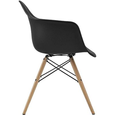 Furniture Set of 4 Black- Eames Style Armchair with Natural Wood Legs Eiffel Dining Room Chair - Lounge Chair Arm Chair Arms Chairs Seats Wooden Wood Leg Base Molded Plastic