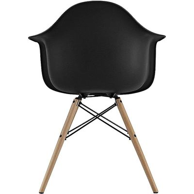 Furniture Set of 2 Black Eames Style Armchair with Natural Wood Legs Eiffel Dining Room Chair - Lounge Chair Arm Chair Arms Chairs Seats Wooden Wood Leg Base Molded Plastic