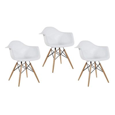Ultimate Eames Style DAW ArmChair - White (Pack of 3)