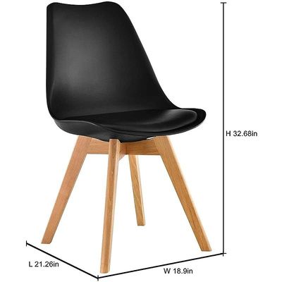 Dining Chairs Set of 3, Modern Mid Century Classic Style Molded Plastic Side Dining Chair with Natural Wood Leg, Heavy Duty for Dining Room (Set of 3)