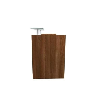 Modern Reception Desk White with Glass Top Desk| Office Reception Desk | Reception Counter | Reception Table-140Cm (Dark Brown)