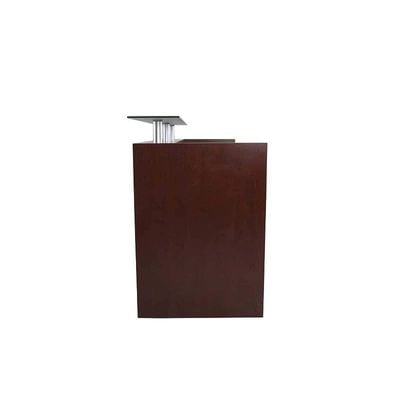 Modern Reception Desk Apple cherry with Lockable Mobile Drawer| Glass Top Desk| Office Reception Desk | Reception Counter | Reception Table-120Cm (Apple Cherry)