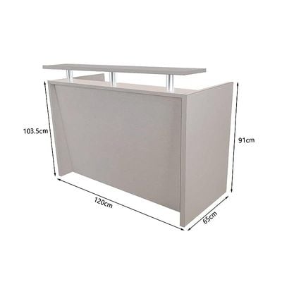 Modern Reception Desk with Glass Top Desk| Office Reception Desk | Reception Counter | Reception Table-120Cm (Grey)