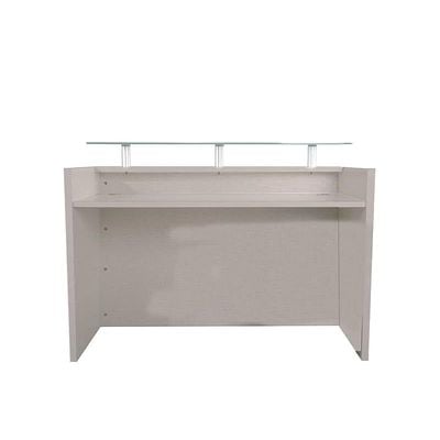 Modern Reception Desk with Glass Top Desk| Office Reception Desk | Reception Counter | Reception Table-120Cm (Grey)