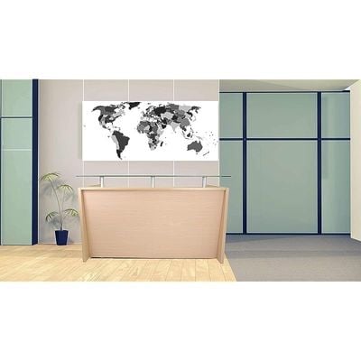 R06 Modern Reception Counter Desk with Floating Glass Top, Storage Feature Front Office Desk, Lockable 3 Storage Section, 160cm (Oak)