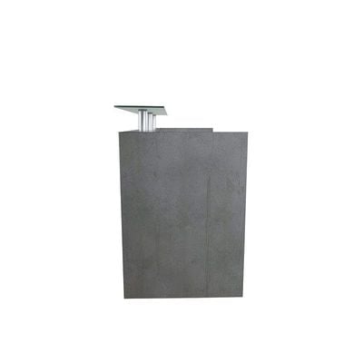 Modern Reception Desk Light Concrete with Glass Top Desk| Office Reception Desk | Reception Counter | Reception Table-120Cm (Light Concrete)